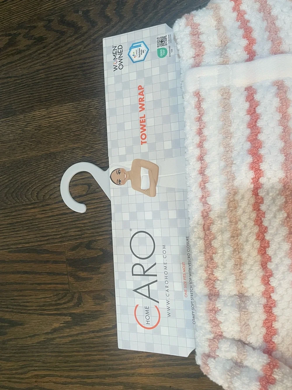 CARO spa towel wrap - velcro closure absorbent and soft 100% Cotton - Brand new